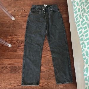 PRINCESS POLLY HOLLY ASYMMETRIC STRAIGHT LEG JEAN BLACK DENIM